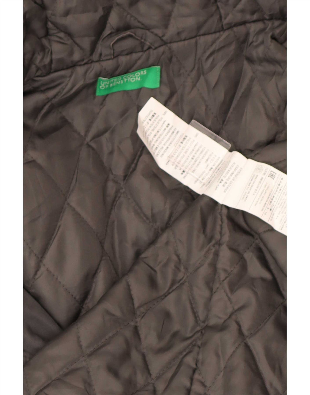 Benetton Damen-Parkajacke mit Kapuze, UK 40, Größe L, graue Baumwolle