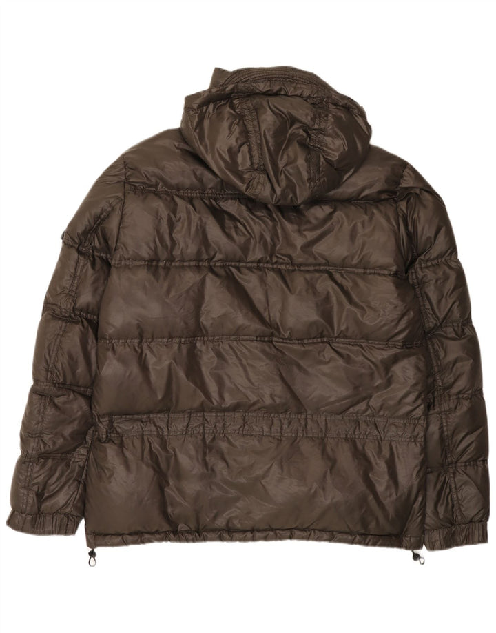 Blauer wattierte Herrenjacke mit Kapuze, UK 46 3XL, braun, Polyamid