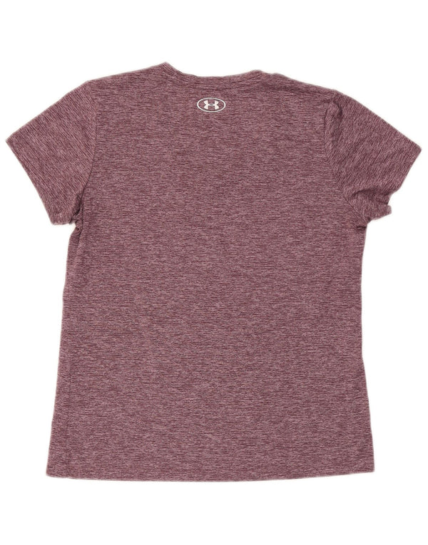 Under Armour Damen Heat Gear T-Shirt Top UK 14 Medium Burgundy Flecked
