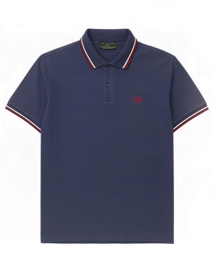 Fred Perry Herren-Poloshirt aus mittelblauer, gestreifter Baumwolle