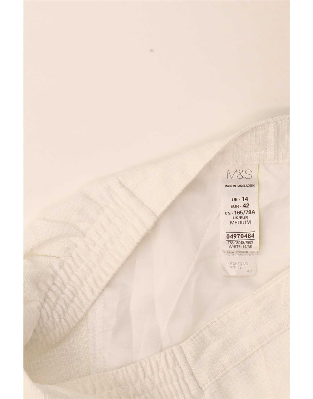 Marks & Spencer Damen Freizeithose UK 14 Large W32 L29 Weiß kariert
