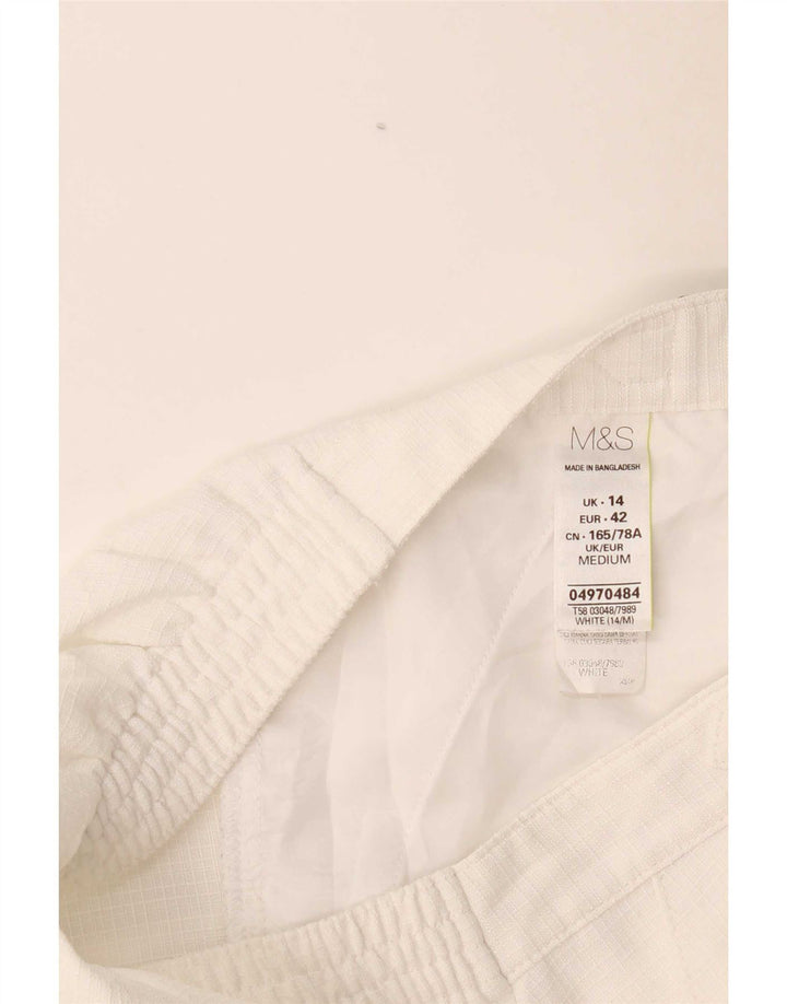 Marks & Spencer Damen Freizeithose UK 14 Large W32 L29 Weiß kariert