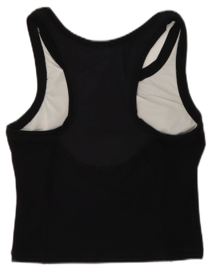 Adidas Damen Crop Vest Top UK 10 Small Schwarz Polyamid