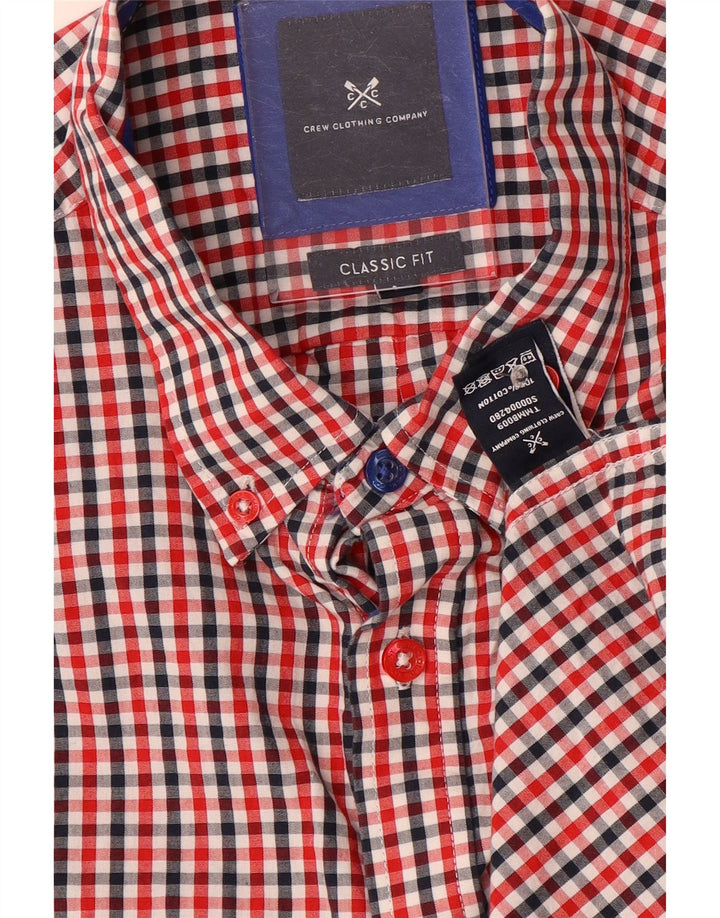 Crew Clothing Herren-Hemd mit klassischer Passform, großes rotes Gingham-Baumwolle