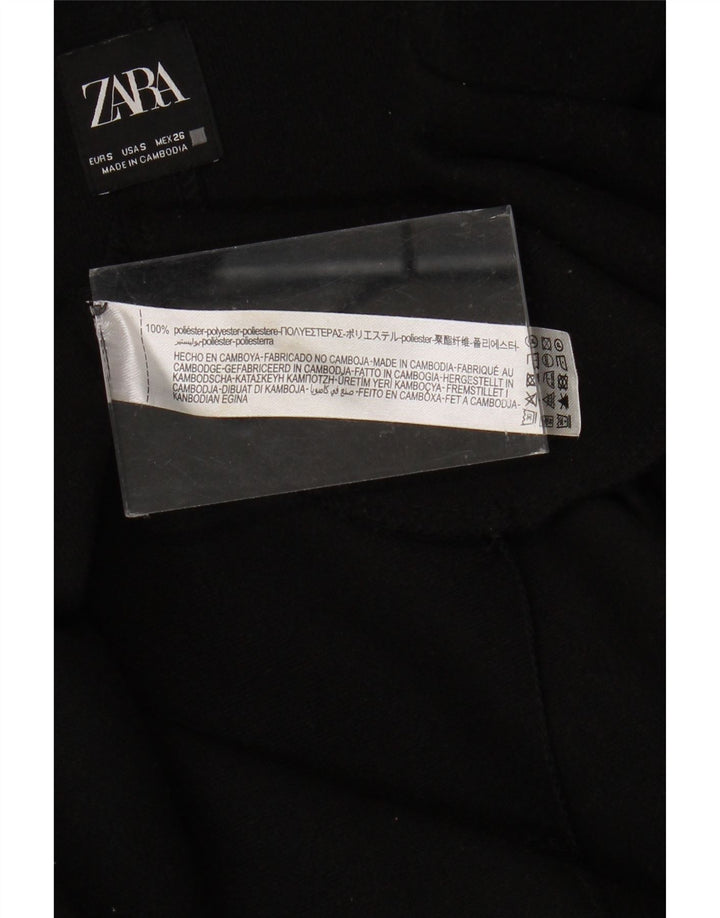 ZARA Womens Open Overcoat UK 10 Small Schwarz Polyester