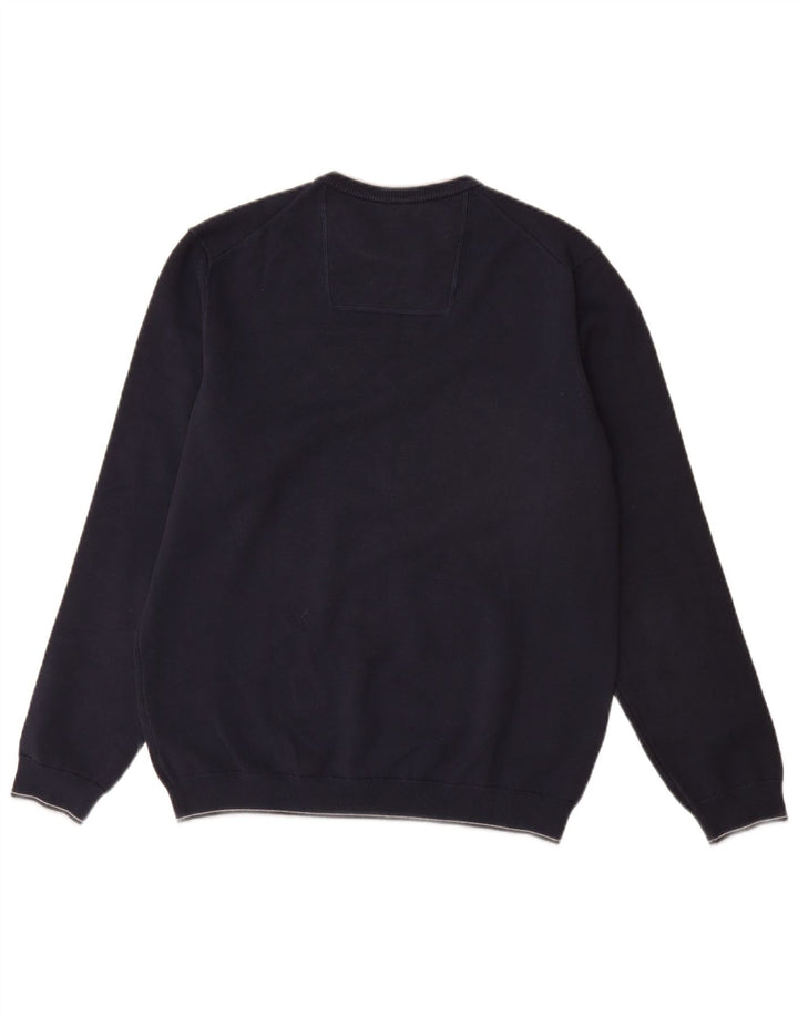 HUGO BOSS Herren-Pullover mit Rundhalsausschnitt, groß, marineblaue Baumwolle