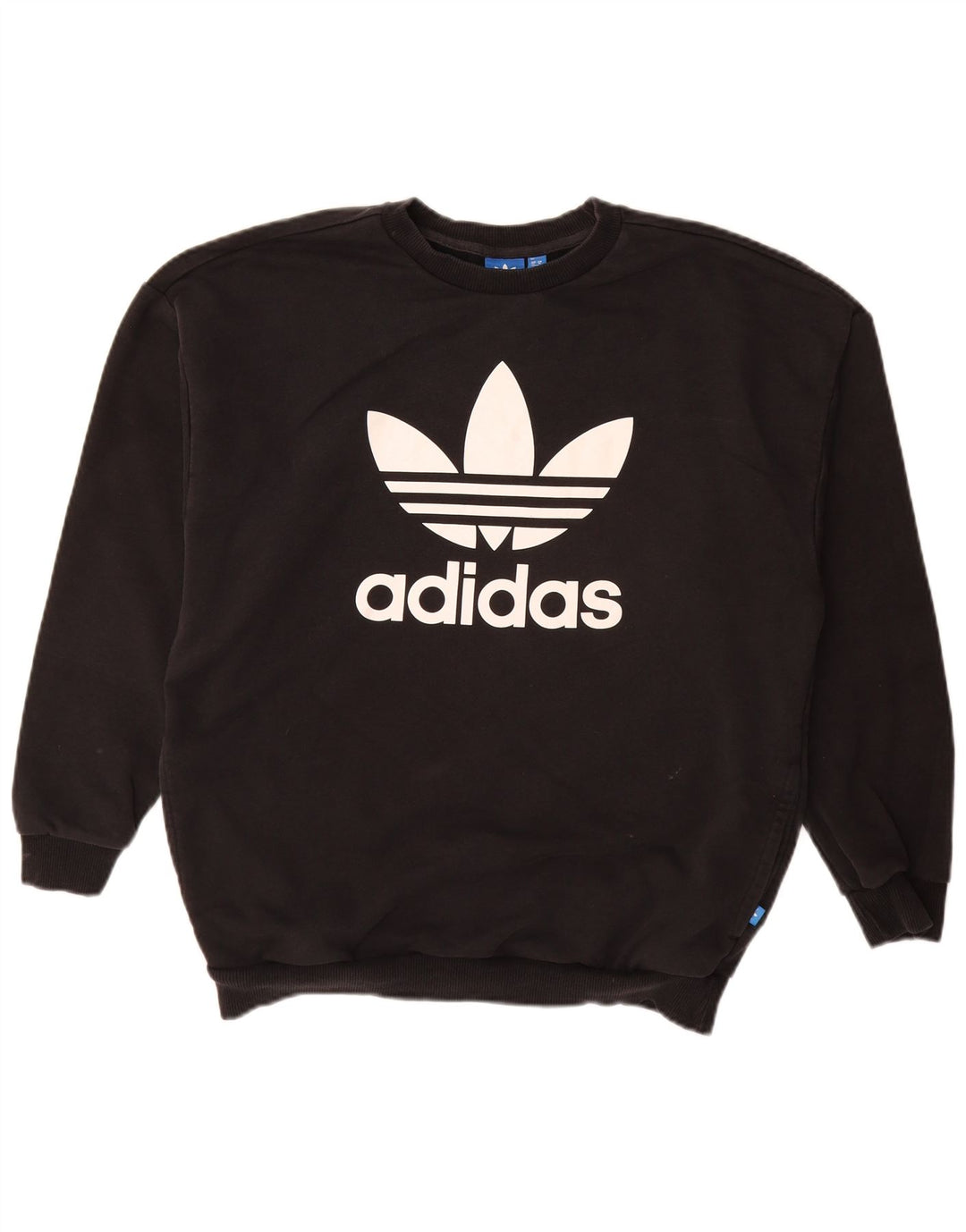 ADIDAS Damen Grafik-Sweatshirt-Pullover UK 14 Große schwarze Baumwolle