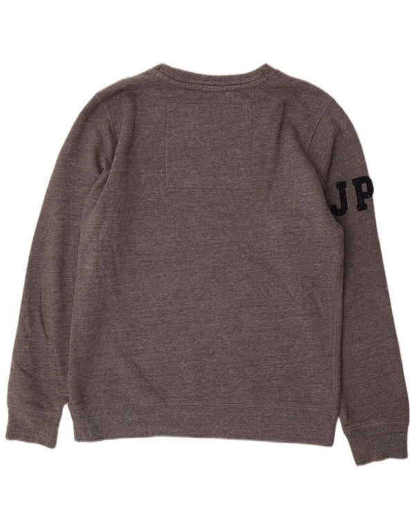 Superdry Damen Grafik-Sweatshirt-Pullover UK 16 Large Grau gefleckte Baumwolle
