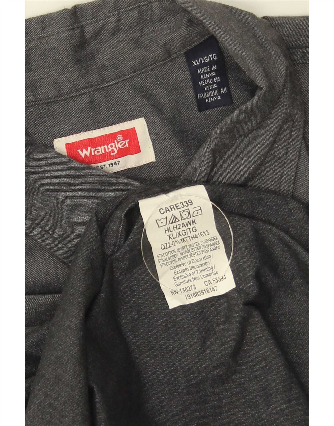 Wrangler Herrenhemd XL, graue Baumwolle