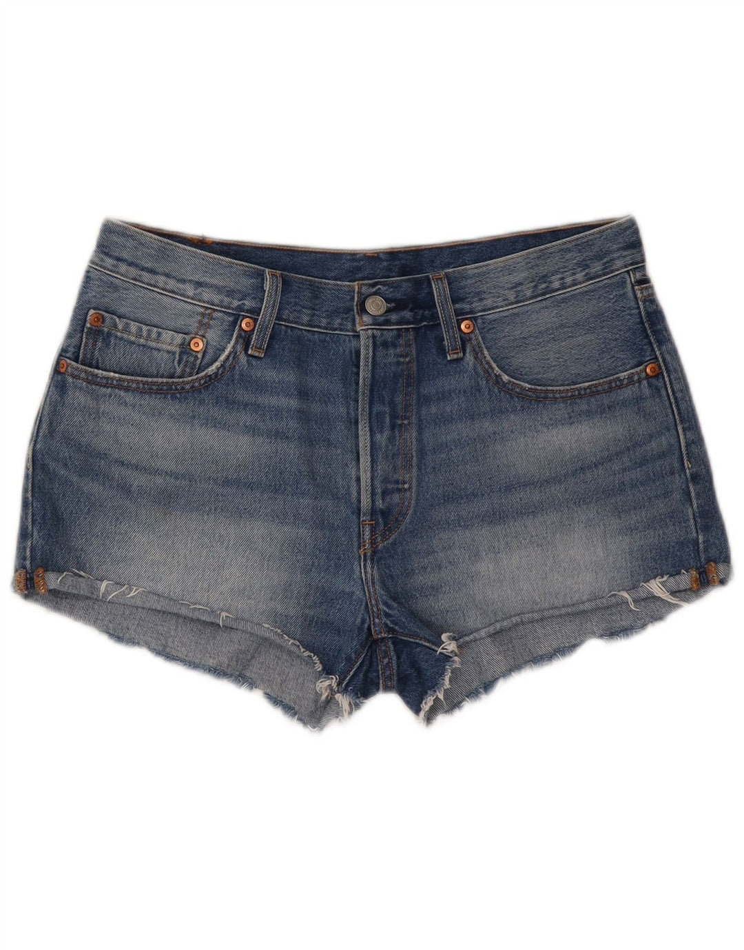 LEVI'S Damen 501 Jeansshorts W30 mittelblaue Baumwolle