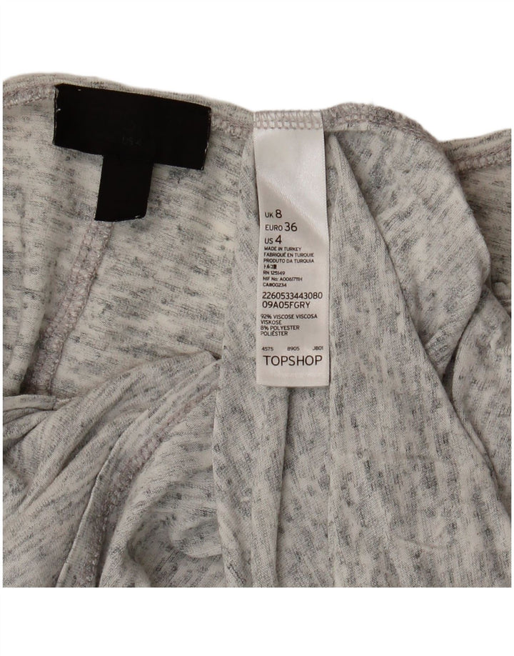 Topshop Damen-Oberteil in Übergröße, 3/4-Ärmel, UK-Größe 8, Größe S, grau gefleckte Viskose