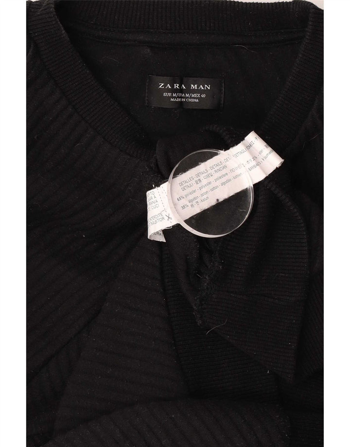 Zara Herren-Sweatshirt-Pullover, mittelschwarz, Baumwolle