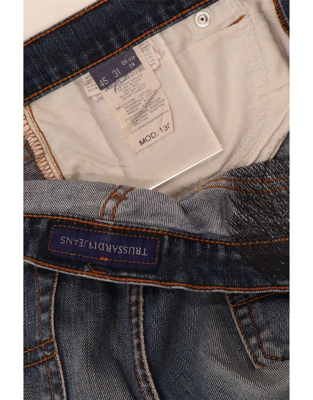 Trussardi Damen Straight Jeans W29 L29 Blaue Baumwolle