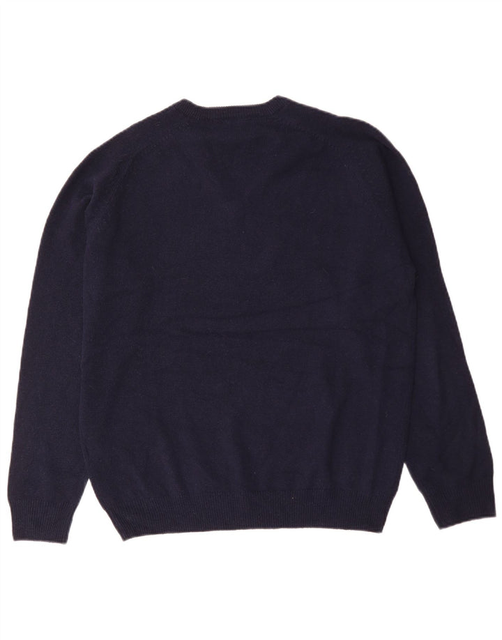 Marks & Spencer Herren-Pullover mit normaler Passform und V-Ausschnitt in mittlerem Marineblau