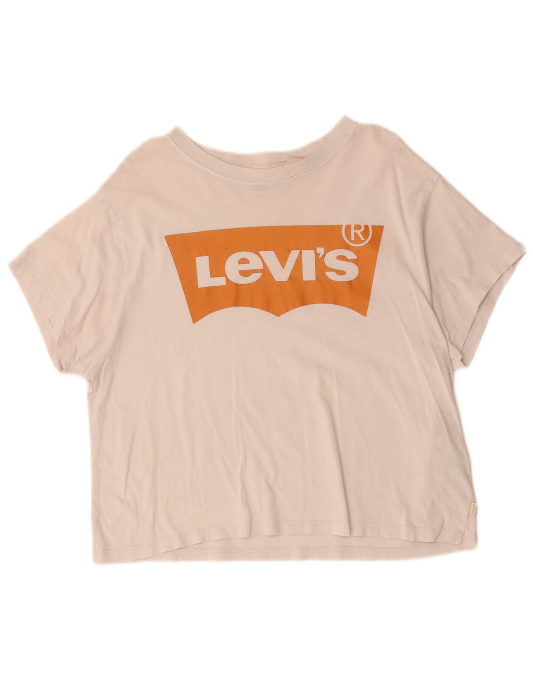 Levi's Damen Crop Oversize Graphic T-Shirt Top UK 6 XS Weiße Baumwolle