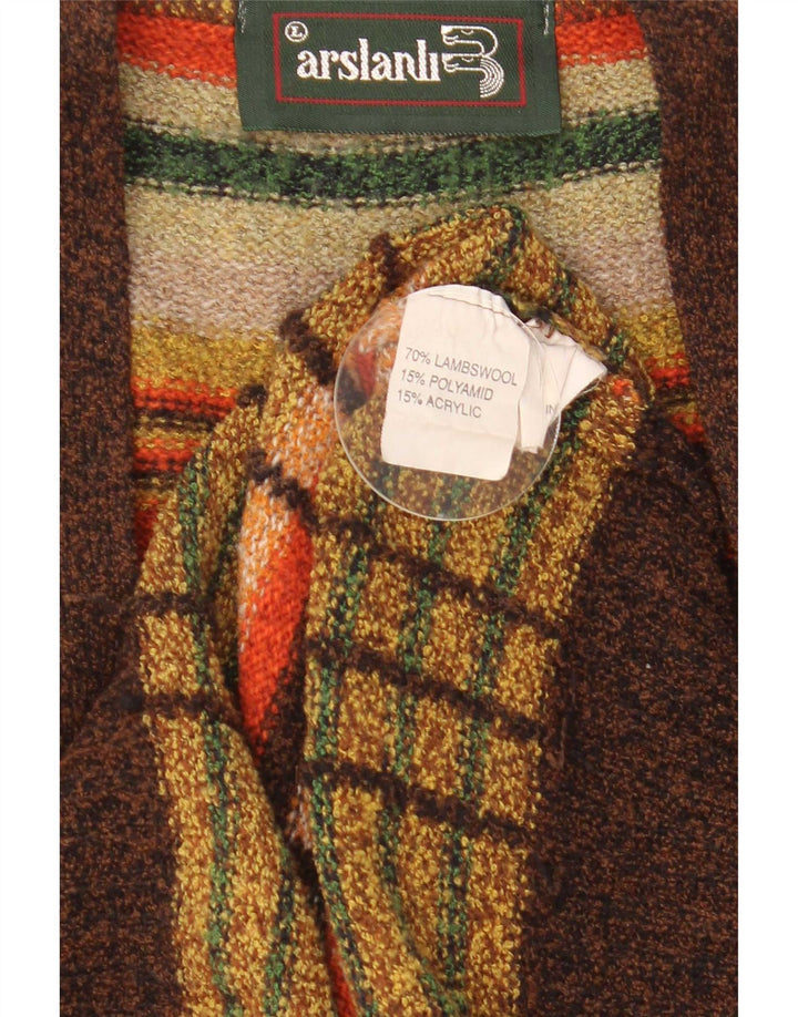 Arslanli Herren-Strickjacke, groß, mehrfarbig, kariert, Lammwolle
