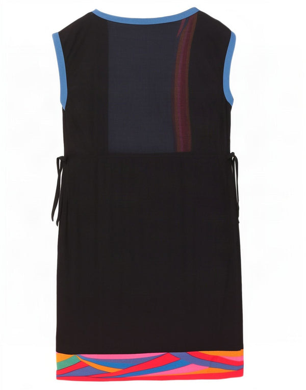 Vintage Damen Ärmelloses Etuikleid IT 46 Large Black Colourblock