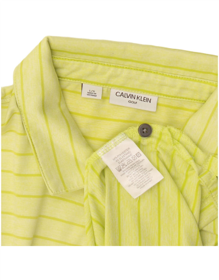 Calvin Klein Herren-Poloshirt, groß, gelb gestreift, Polyester