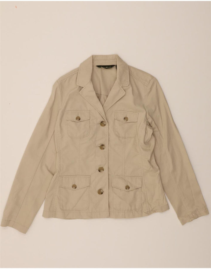 EDDIE BAUER Womens 4 Button Blazer Jacket US 6 Medium Beige Cotton Vintage Eddie Bauer and Second-Hand Eddie Bauer from Messina Hembry 