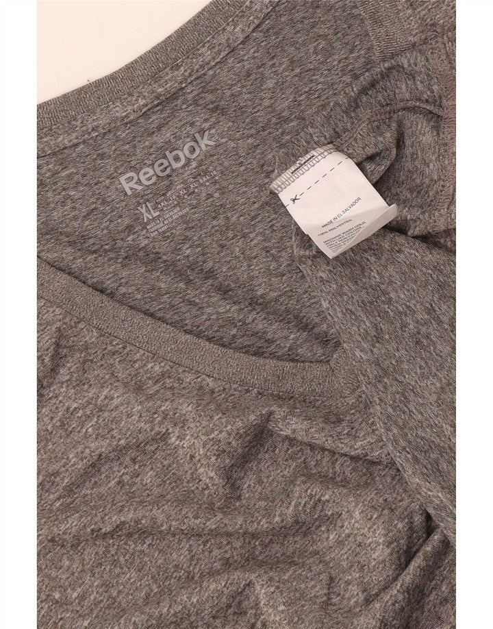 Reebok Damen T-Shirt Top UK 16 Large Grau Polyester