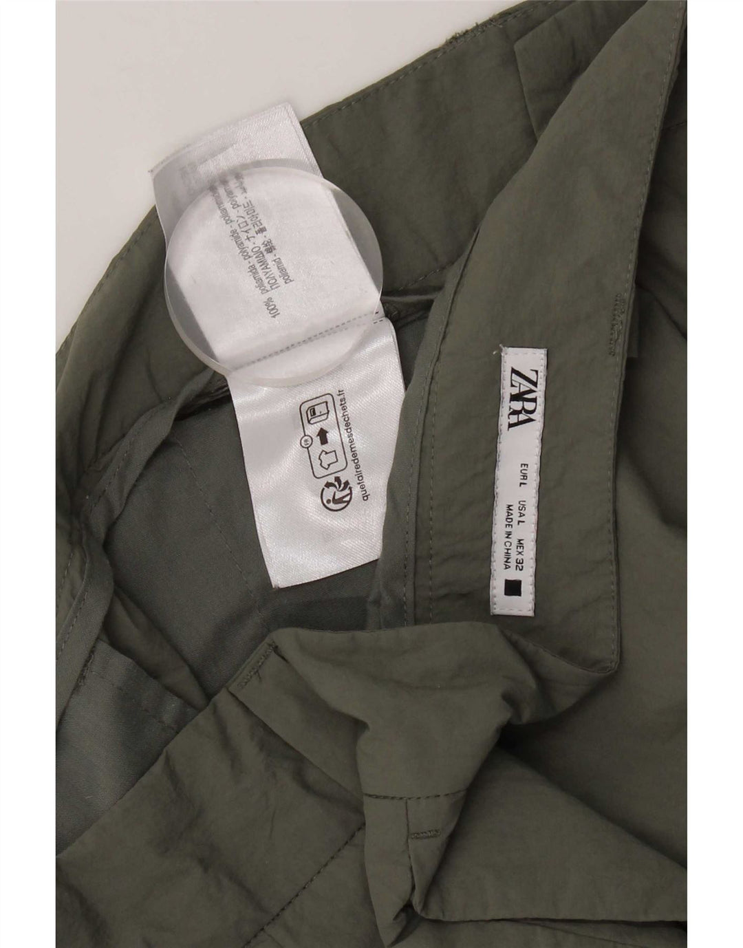 Gerade Cargo-Hose für Herren von Zara, Größe L, W32, L28, Khaki, Nylon