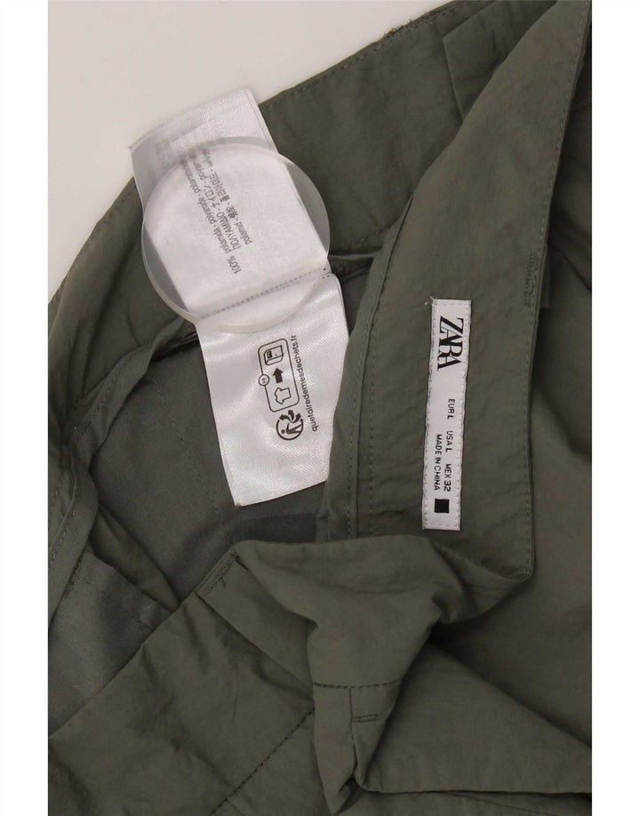 Gerade Cargo-Hose für Herren von Zara, Größe L, W32, L28, Khaki, Nylon