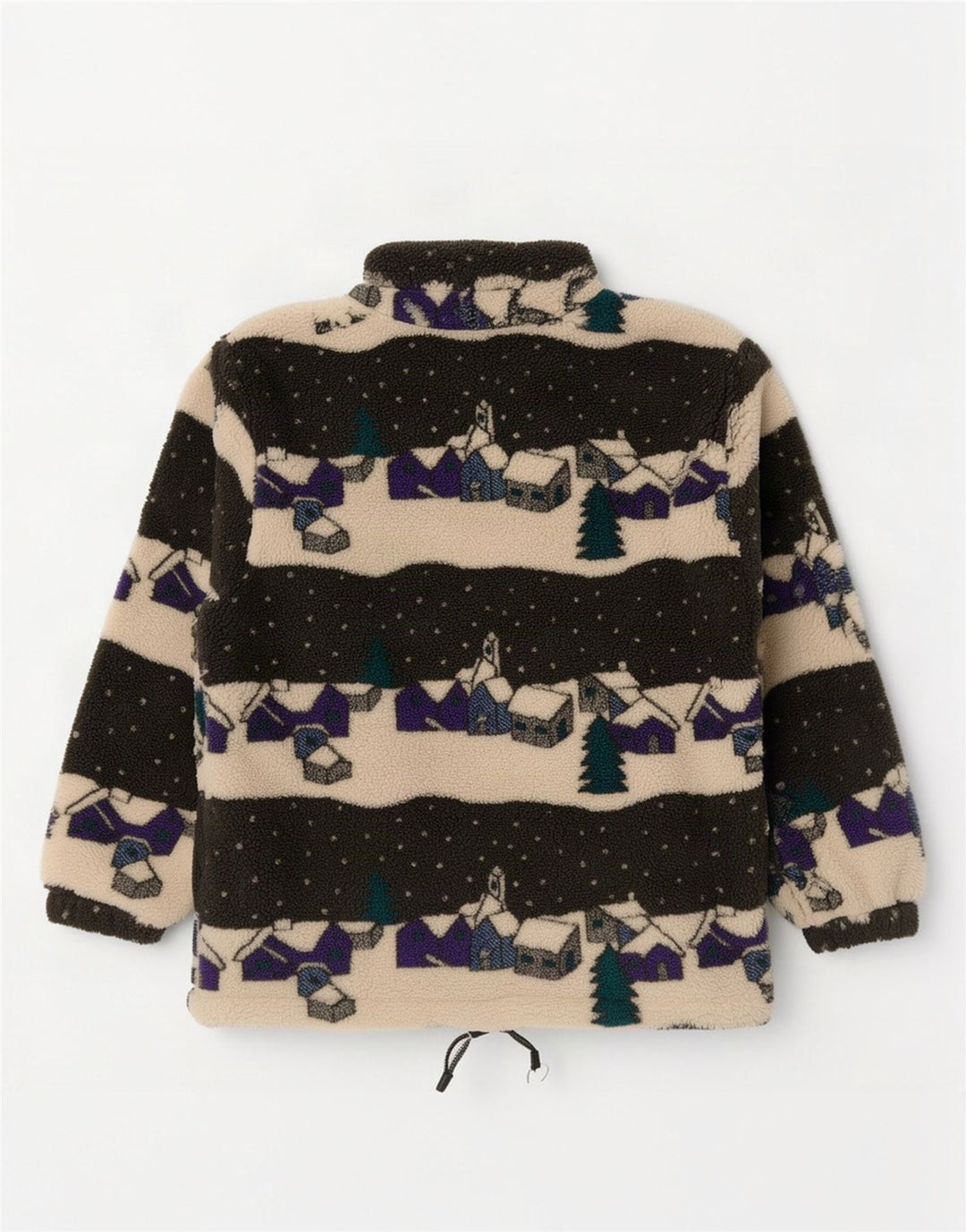 Vintage Herren-Fleecepullover mit abstraktem Muster und Reißverschluss am Hals, klein, mehrfarbig