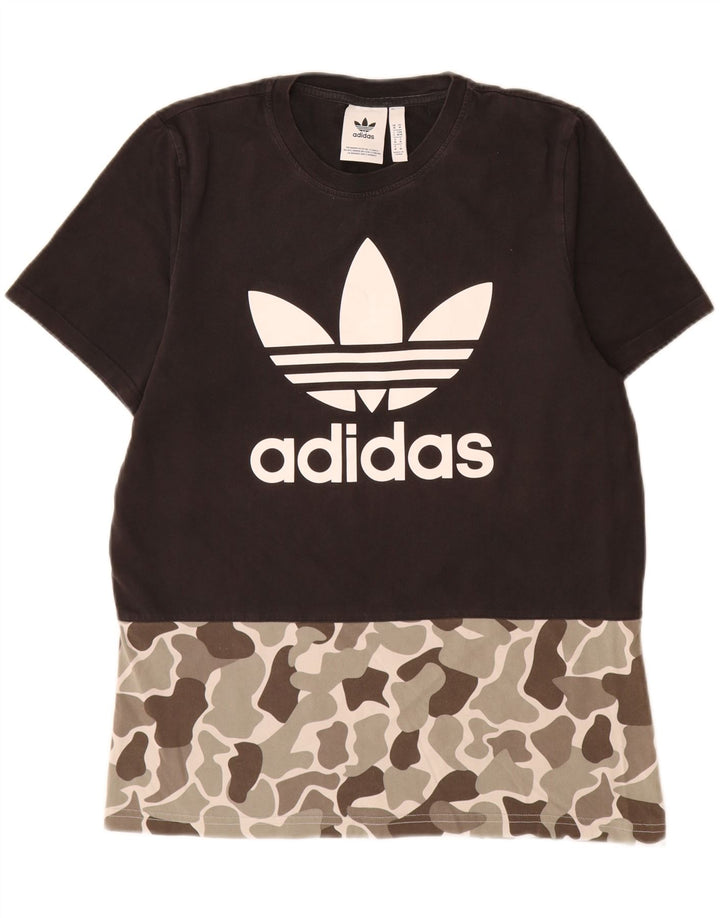 Adidas Herren Grafik T-Shirt Top Medium Schwarz Camouflage Baumwolle