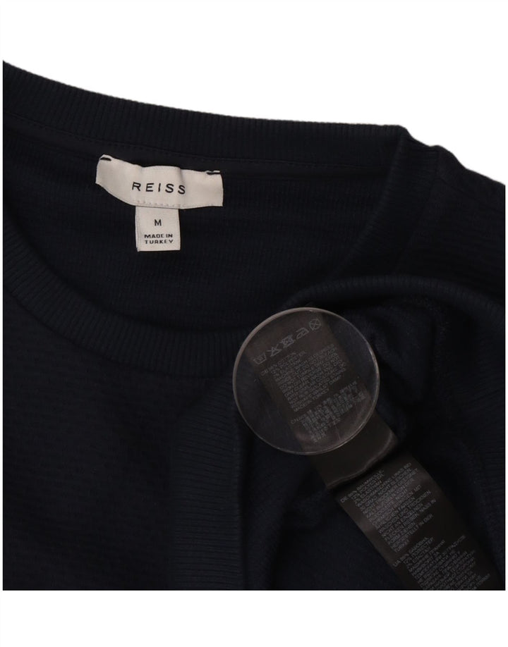 Reiss Herren-Pullover mit Rundhalsausschnitt, mittlere marineblaue Baumwolle
