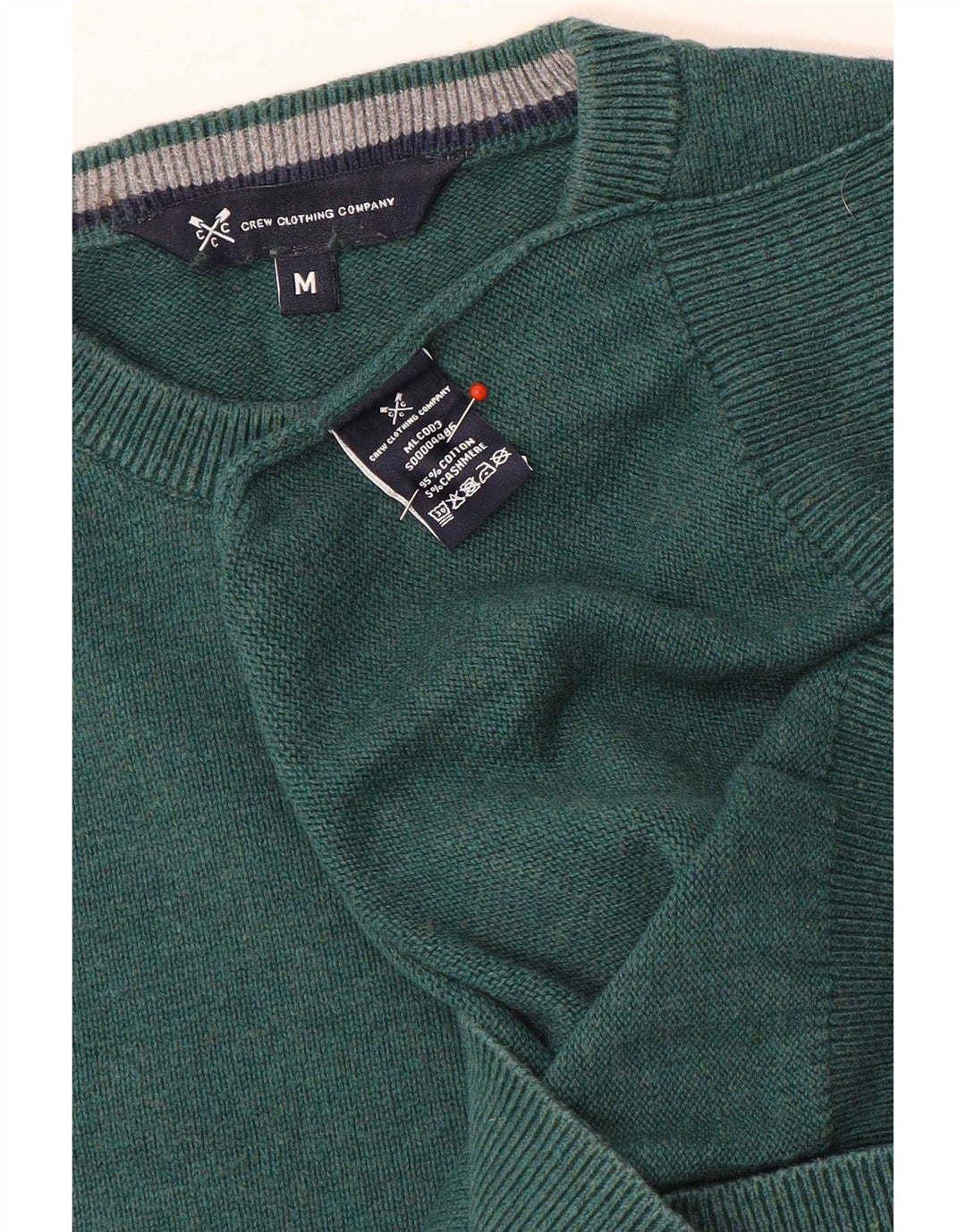 Crew Clothing Herren-Pullover aus mittelgrüner Baumwolle