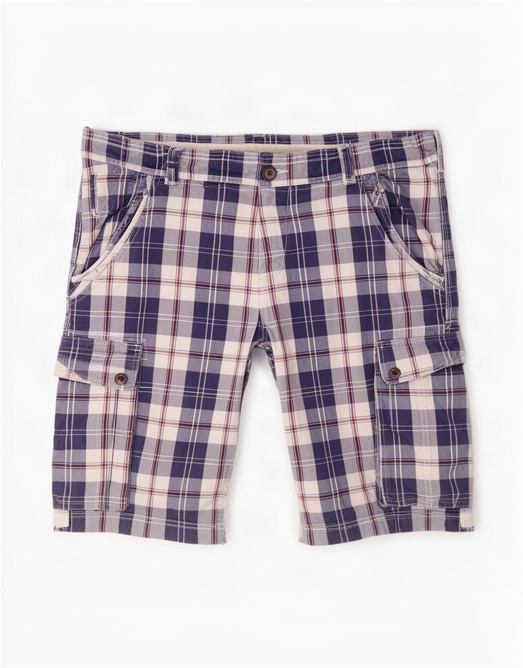 Crew Clothing Herren Cargo-Shorts 2XL W42 Marineblau kariert Baumwolle