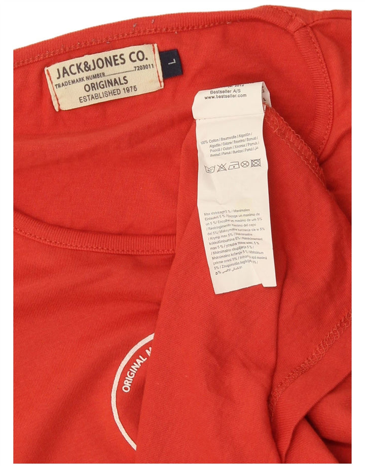JACK & JONES Herren-Oberteil mit Grafik, langärmelig, groß, Orange, Baumwolle