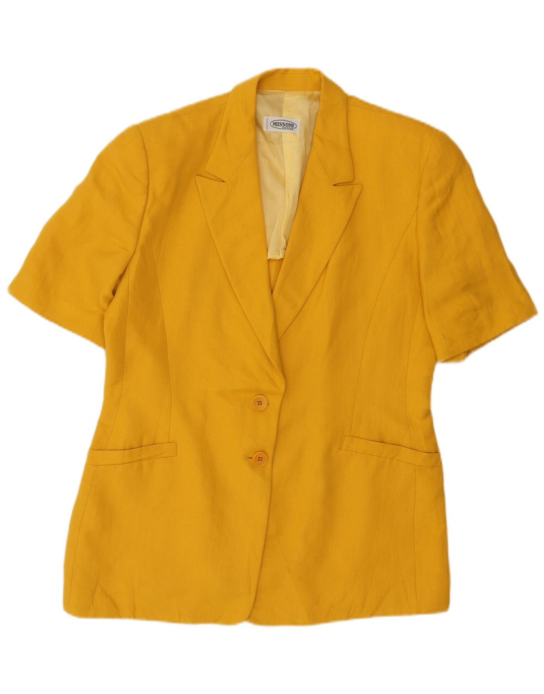 MISSONI Damen Kurzarm-Blazerjacke mit 2 Knöpfen, Gr. 16, Gelb