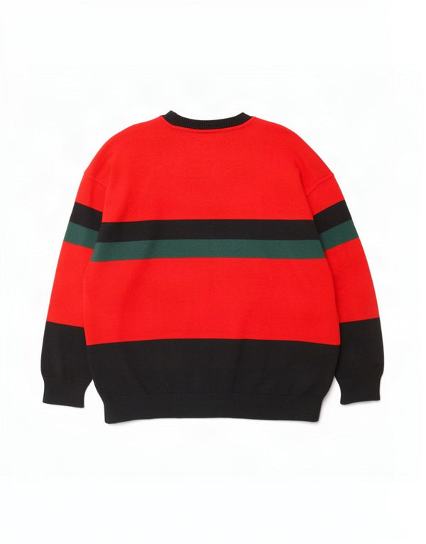 Vintage Herren-Pullover mit Rundhalsausschnitt, reguläre Passform, UK 42, groß, rot gestreift