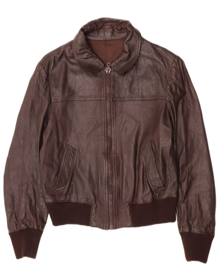Vintage Herren Bomber Lederjacke IT 48 Mittelbraunes Leder