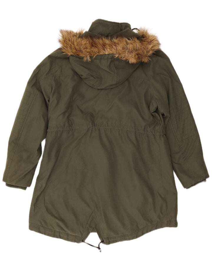 Marks & Spencer Damen-Parka mit Kapuze, UK 16, Größe L, Khaki, Polyester