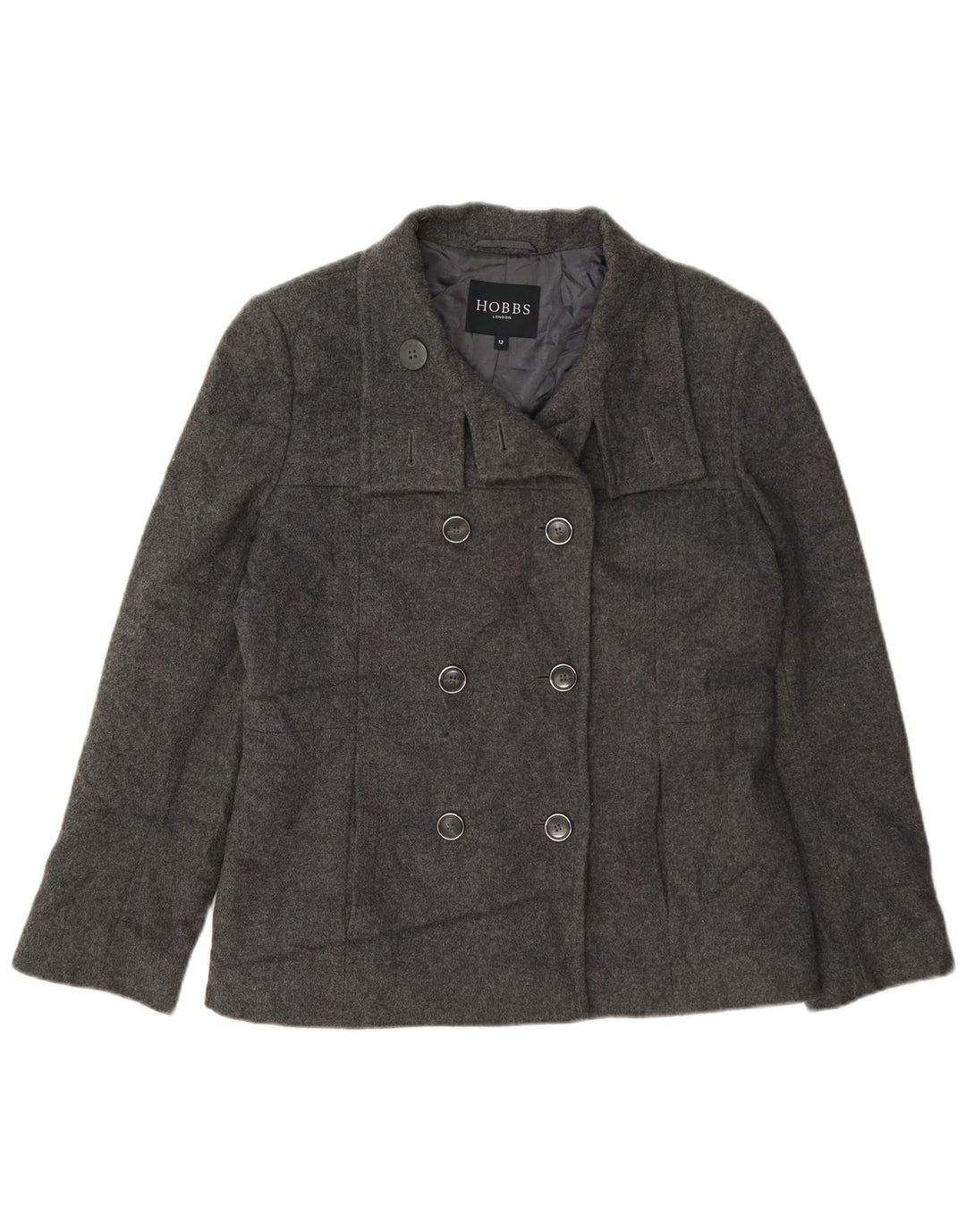 Hobbs Damen Pea Coat UK 12 Mittelgraue Wolle