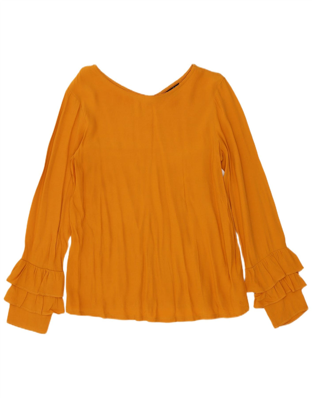 Massimo Dutti Damen Langarm-Blusenoberteil UK 10 Small Gelb Lyocell