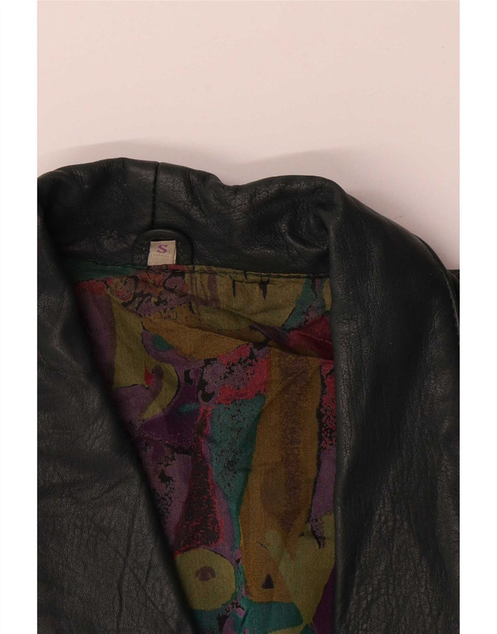 Vintage Damen Übergroße Lederjacke UK 10 Small Schwarz