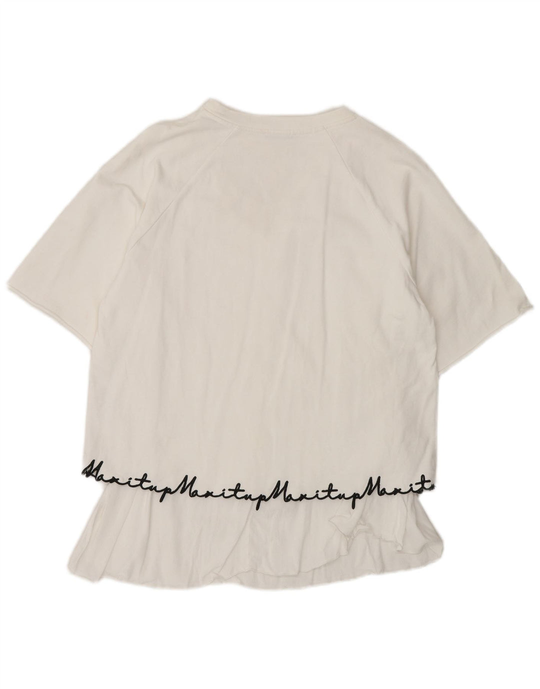 Max & Co. Grafik-Oversize-Blusenoberteil für Damen, UK 10, Größe S, weiße Baumwolle