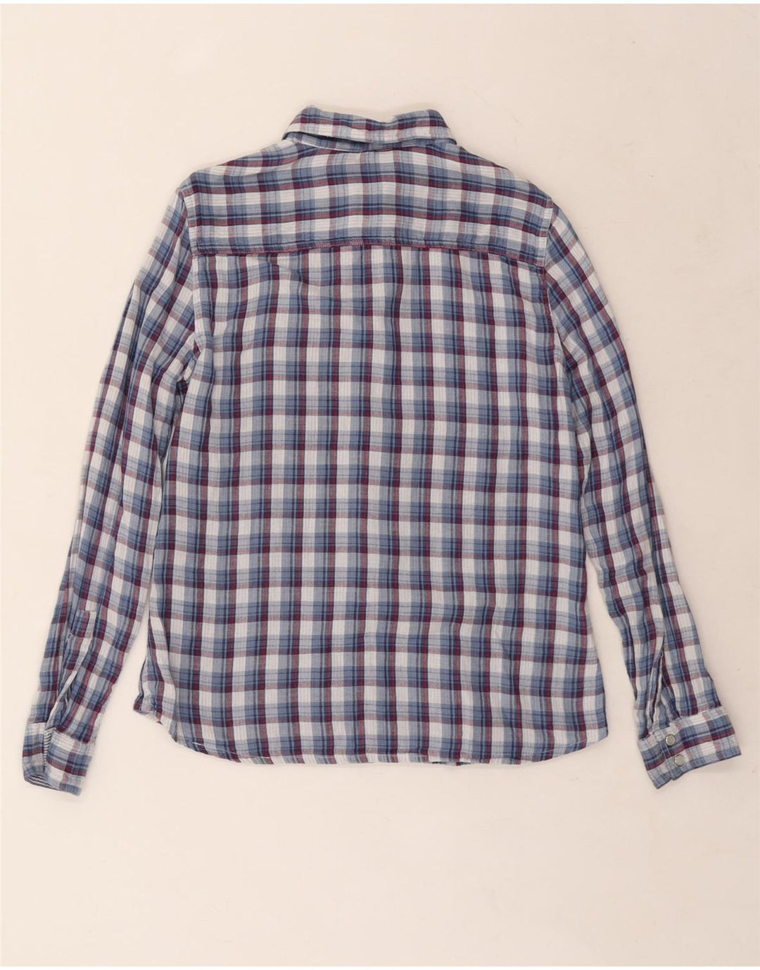 Laura Ashley Damen-Hemd UK 12 aus mittelblau karierter Baumwolle