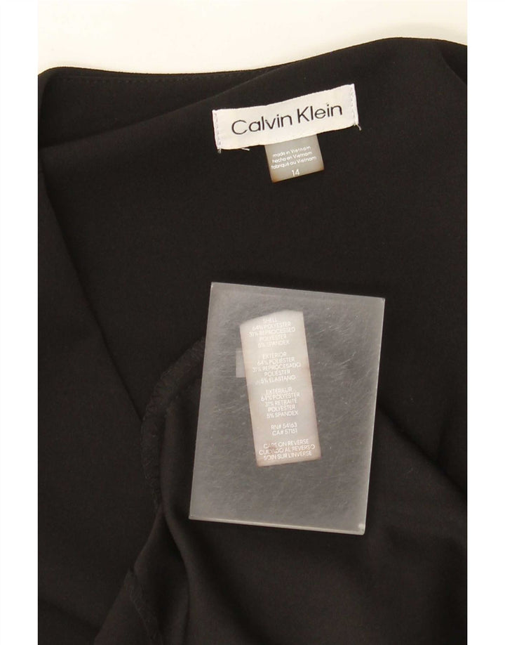 Calvin Klein Damen Ärmelloses Etuikleid US 14 Large Schwarz Polyester