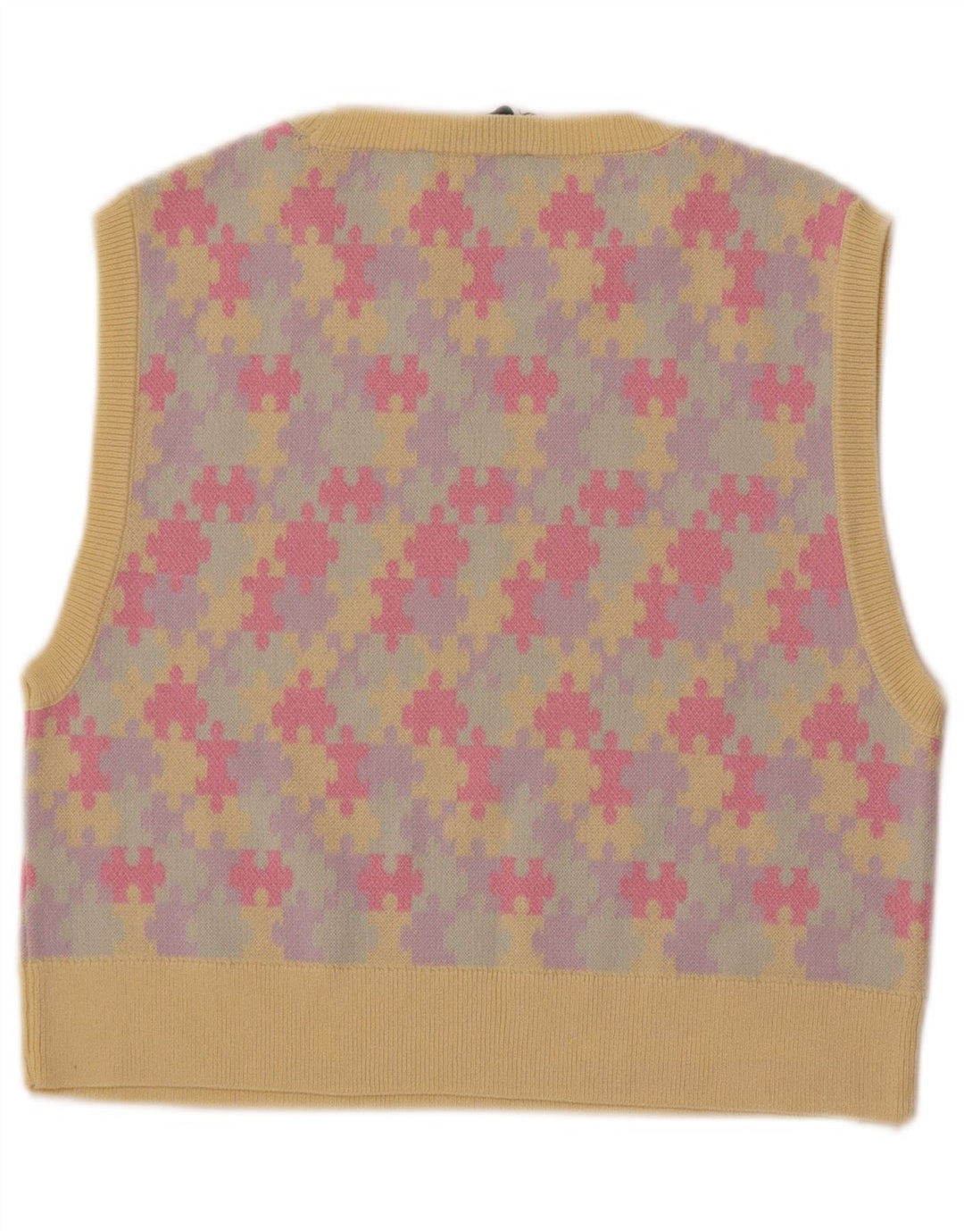 Zara Damen Crop Vest Tank Top UK 14 Large Mehrfarbig Geometrisch