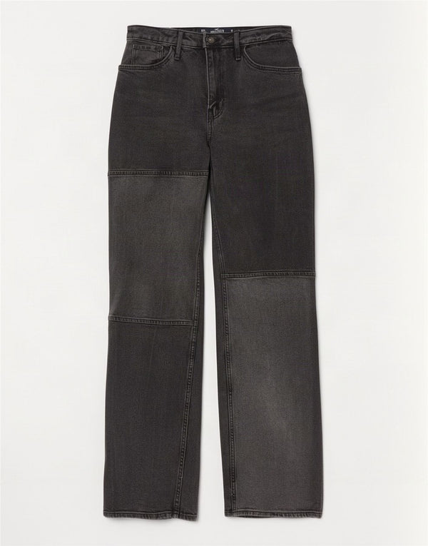 Hollister Damen Vintage Straight Jeans US 00 2XS W23 L33 Grauer Farbblock
