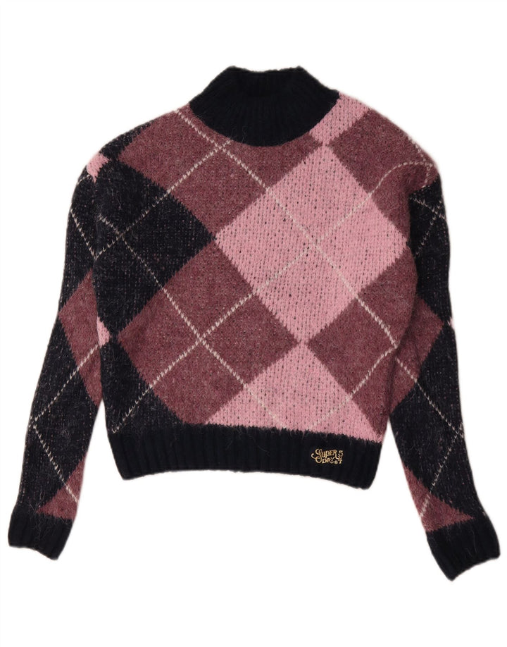Superdry Rollkragenpullover für Damen, Gr. 10, Größe S: Rosa Argyle/Diamant