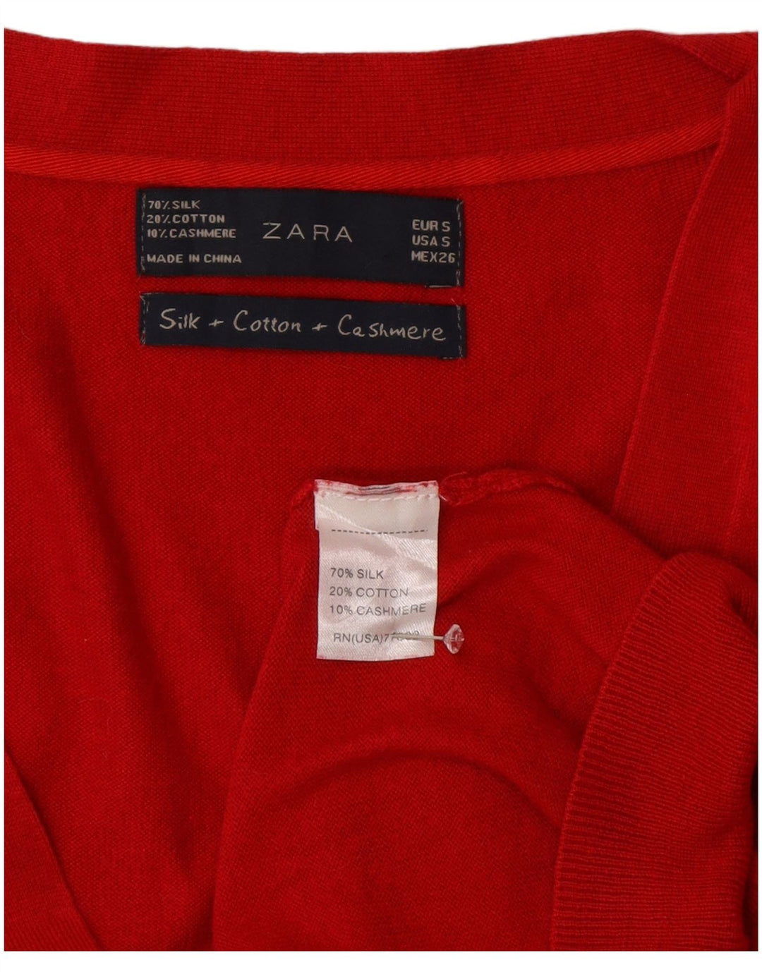 Zara Damen-Cardigan-Pullover UK 10 Kleine rote Seide