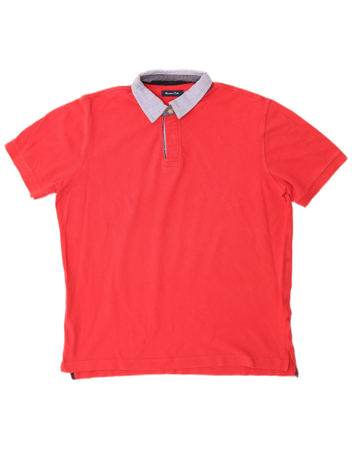 MASSIMO DUTTI Mens Polo Shirt XL Red Cotton