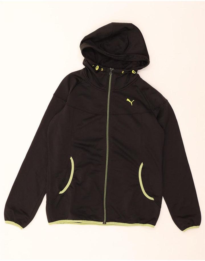 PUMA Damen Zip Hoodie Pullover UK 14 Medium Schwarz