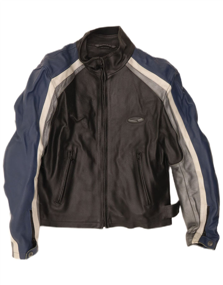 AXO Womens Leder Racer Jacke UK 6 XS Schwarz Colourblock