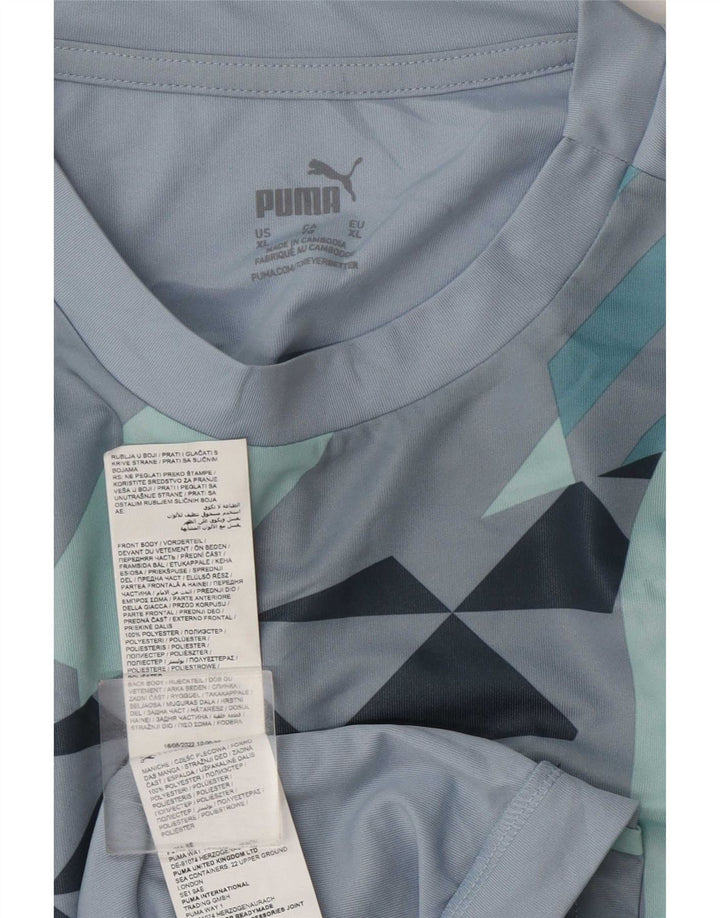 Puma Herren T-Shirt Top XL Blau Geometrisch Polyester